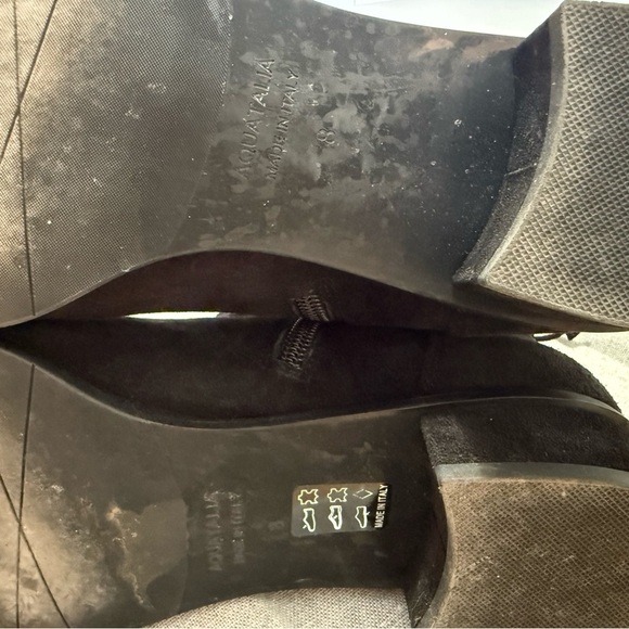 Aquatalia Lisa Leather Suede Boots Weatherproof Ankle Slouch Boots Black Size 8 - Picture 6 of 7